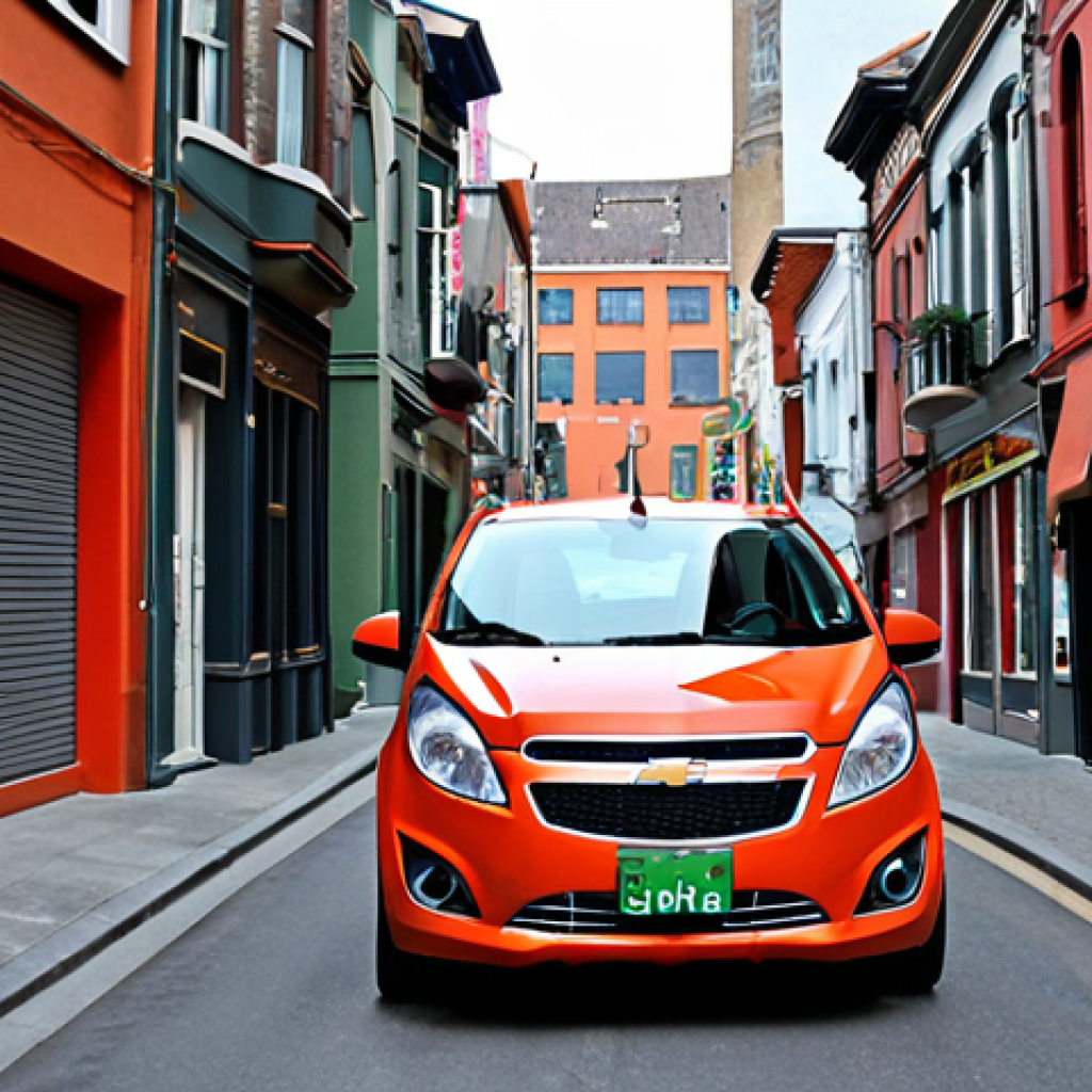 **Image Prompt for Maneuverability:**
   "A compact Chevrolet Spark navigating through narrow city streets, showcasing its excellent maneuverability. The scene should capture the car easily parking in a tight space, with bustling urban surroundings and pedestrians, emphasizing the vehicle's agility and control."