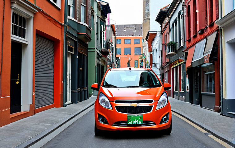 **Image Prompt for Maneuverability:**
"A compact Chevrolet Spark navigating through narrow city streets, showcasing its excellent maneuverability. The scene should capture the car easily parking in a tight space, with bustling urban surroundings and pedestrians, emphasizing the vehicle's agility and control."